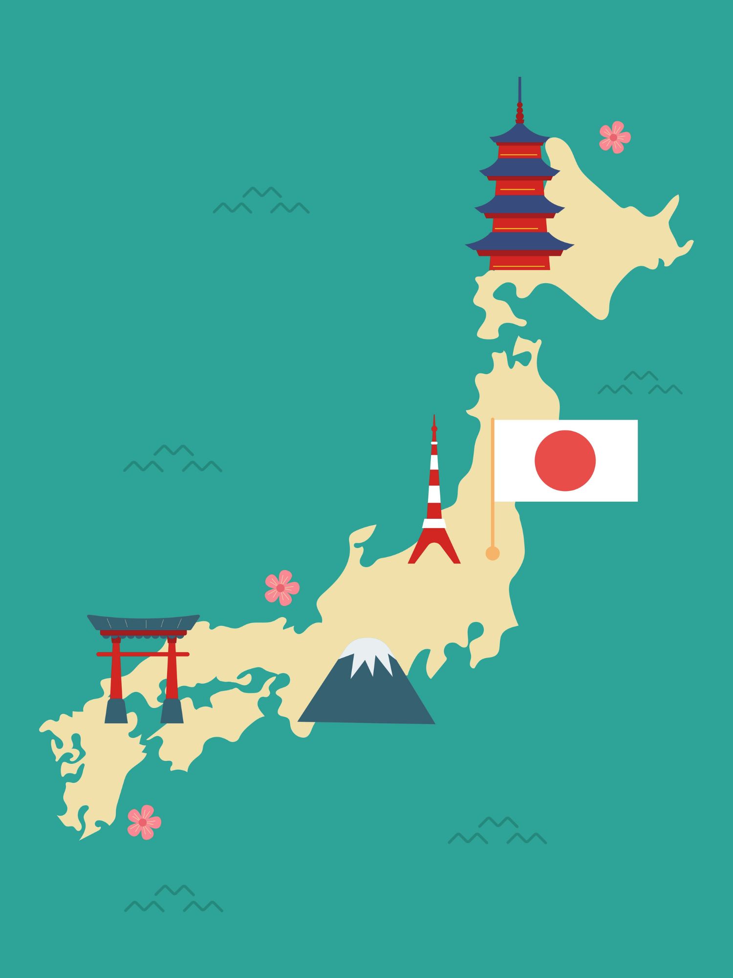 Illustrated map of Japan
